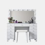 Hanah Home Mesa de Maquillaje BJ163 - 4002 con 13 Focos y Puff Blanco